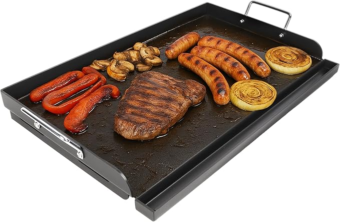 Universal Flat Top Griddle, Large Griddle Insert for Gas/Stove/Electric/Charcoal Grills, 25" x 16" Flat Skillet for Weber Nexgrill Camp Chef Charbroil Skillet Pan for Outdoor Grill, Carbon Steel, 1PC