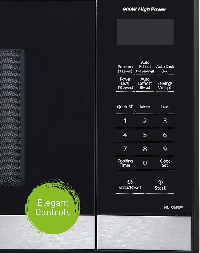 Panasonic NN-SB458S Compact Microwave, 0.9 cft, Stainless Steel