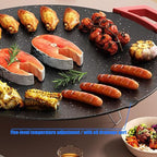 Indoor Smokeless Electric Griddle, Nonstick Round Tabletop Grill with Temperature Control, 1000W Fast Heating, Oil Drain Design for Steaks, Burgers, Pancakes, BBQ (28 cm/11 inch)