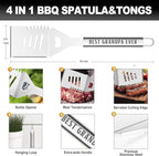 Grandpa Gifts from Grandkids, Gifts for Grandpa Christmas, Grilling Accessories, Heavy Duty Stainless Steel Grill Set BBQ Grill Tools for Outdoor Grill with Aluminum Case, Camping Grill Utensils Set