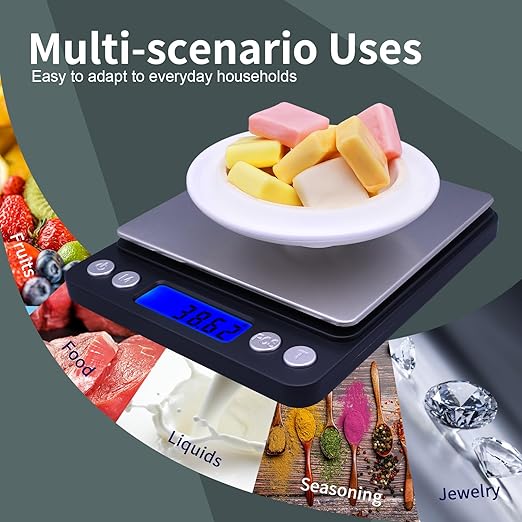 Gram Scale,Capacity 500g Accuracy 0.01g Mini Food Scales Digital Weight Grams and Oz,Small Kitchen High Precision for Espresso,Baking,Jewelry,Soap Making,Black