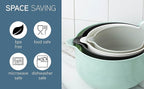 COOK WITH COLOR Nesting Plastic Mixing Bowl Set with Pour Spouts and Handles, Mint, 4 Piece Non-Slip
