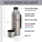 THERMOS Stainless King Vacuum-Insulated Beverage Bottle, 40 Ounce, Matte Stainless Steel