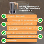 Uncoated 6 Cup Moka Pot 304 Thickened Stainless Steel Coffee Maker Stovetop Espresso Coffeemaker Italian Classic Style Brewing Greca Cafe Mocha Machine for Cafeteras Camping Travel Home 300ml 10oz