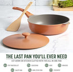 Goodful All-in-One Pan, Multilayer Nonstick, High-Performance Cast Construction, Multipurpose Design Replaces Multiple Pots and Pans, Dishwasher Safe Cookware, 11-Inch, 4.4-Quart Capacity, Terracotta