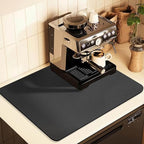 Coffee Mat for Countertops ,Coffee Bar Accessories Fit Under Coffee Maker Espresso Machine, Absorbent Hide Stain Rubber Mat for Countertop ,Dish Drying Mat for Kitchen Counter (Dark Gray, 16"x24")
