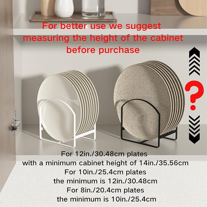 2 Pack Kitchen Plate Holder Organizer for Cabinet Space Saver Dinner Dish Storage Rack Upright Dish Drying Racks Metal Plate Dish Racks Stand for Cupboard and Countertop Rustproof Large White
