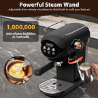 Espresso Machine with Steam Milk Frother Semi Automatic 20 Bar Compact Black with Toggle Switch for home Cafetera Espresso, Latte, Cappuccino, Americano, Macchiato