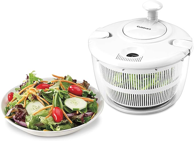 Cuisinart Large Salad Spinner- Wash, Spin & Dry Salad Greens, Fruits & Vegetables, 5qt, CTG-00-SASW White