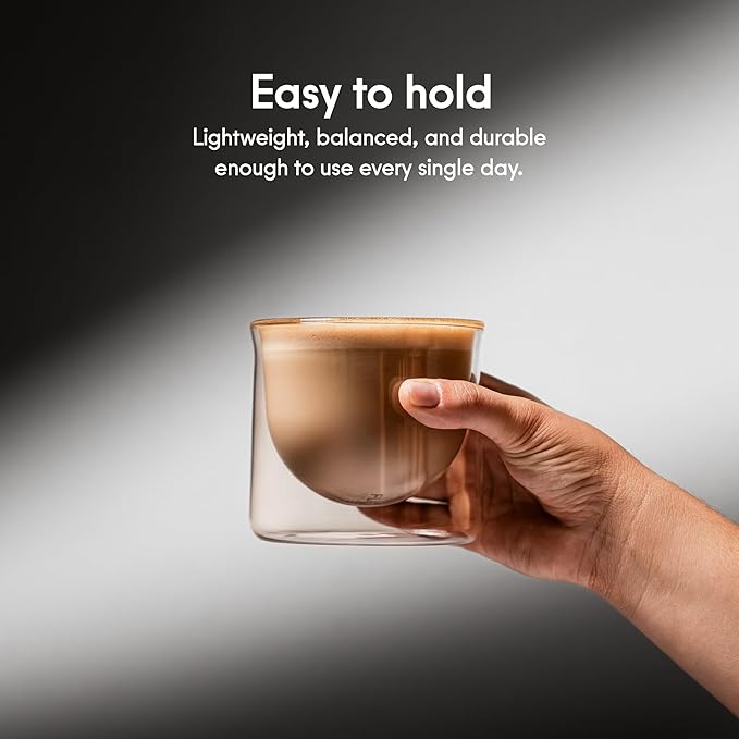 FLUR Latte XL Glasses (Set of 2) Perfect for Lattes, Latte Art, Iced Lattes & Milk Drinks – Double-Walled Borosilicate Glass – Handmade, Lightweight & Durable – 10oz (Purple)