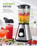 GDOR 1200W Blender for Smoothies and Shakes, 52 Oz Countertop Blender & 22 Oz Personal Blender Combo, 6-leaf Blade, 3 Adjustable Speed for Juices, Frozen Fruit Drinks, Sauces, Self-Cleaning