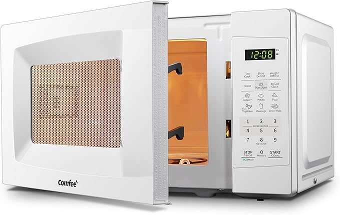 COMFEE' EM720CPL-PM Countertop Microwave Oven with Sound On/Off, ECO Mode and Easy One-Touch Buttons, 0.7 Cu Ft/700W, Pearl White