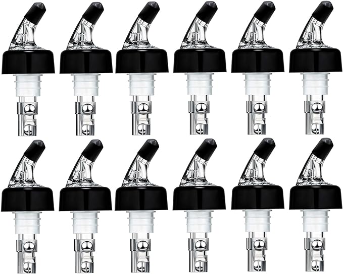 12 Pack Measured Liquor Pour Spout, Liquor Bottle Pourers, Measure Pour Spout for Liquor Bottles, Bottle Pourers for Alcohol, Shot Pourer Cocktail Liquor Dispenser Bar Bartending Tool -1oz/30ml