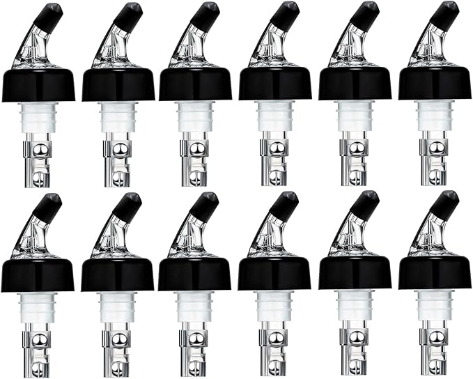 12 Pack Measured Liquor Pour Spout, Liquor Bottle Pourers, Measure Pour Spout for Liquor Bottles, Bottle Pourers for Alcohol, Shot Pourer Cocktail Liquor Dispenser Bar Bartending Tool -1.5oz/45ml