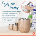 Snowfox Plus - Insulated Ice Bucket with Lid/Scoop, Premium Vacuum Insulated Stainless Steel Ice Buckets for Parties, Ice Box, Home Bar Accessories, Parties Supplies, Bar Decor, 3L, Marble
