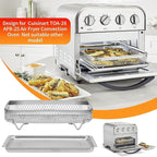 Air Fryer Tray Replacement for Cuisinart TOA-28 AFR-25 Toaster Air Fryer Convection Oven, 10.74 * 9.09'' Non-stick Mesh Air Fryer Stainless Steel Basket Wire Rack Accessories Parts, Dishwasher Safe