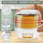 360° Rotating Grain Dispenser, 6-Grid Large Rice Storage Container (13 Lbs), One-Click Output Sealed Food Storage for Rice, Beans, Cereal - Countertop Kitchen Organization