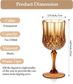 XUWAIDSGN 7oz Plastic Vintage Wine Glasses Drinking Glasses Unbreakable Wedding Glassware Crystal Water Goblets Reusable Drinkware Vintage Champagne Flutes (24, Brown)
