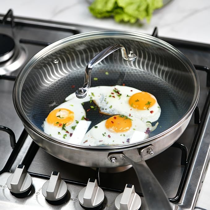 11 IN Glass Lid with Stainless Steel Handle for Frying Pan, Tempered Replacement Cover Compatible for All Cookware for Skillets, Round Cast Iron Aluminium, Stainless Steel Pans & Pots 276mm-292mm