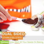 Wildone 14 Piece Stainless Steel measuring spoons Set, Including 8 Double Sided Magnetic, 1 Leveler and 5 Mini, for Dry and Liquid Ingredients, Fits in Spice Jar