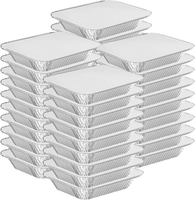 WANBAO 200 PACK 8.3"x6.2" Disposable Tin Foil Pans with Lids 2.25LB Aluminum Pans To Go Containers for Cooking, Baking, Catering Party Meal Prep, Take Out, Freeze