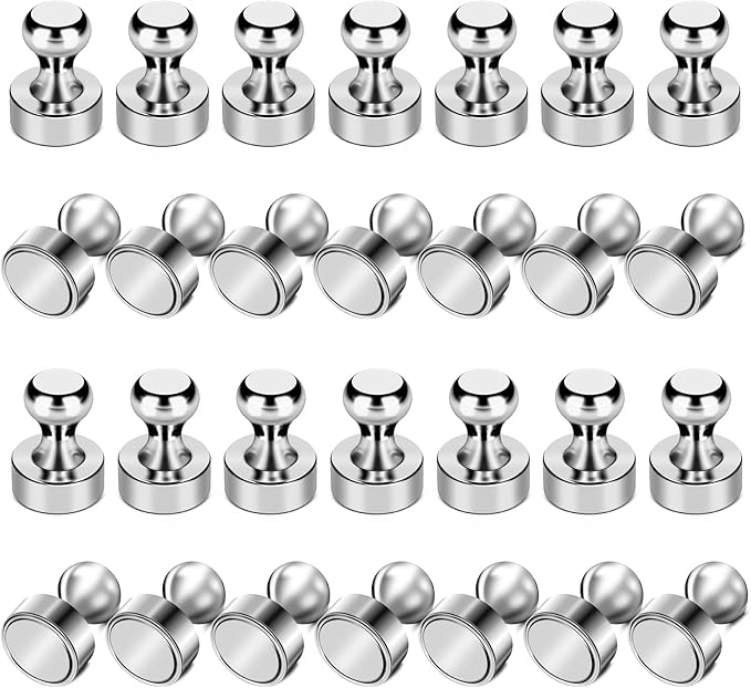LOVIMAG Fridge Magnets 28Pcs Refrigerator Whiteboard Small Strong Magnet Classroom Kitchen Accessories Decorative Locker Set Decor Must Haves Office Calendar Refrigerador Magnetic Cute Crafts Silver