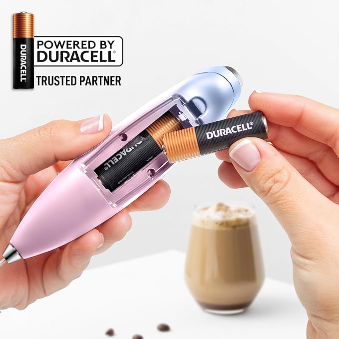 Zulay Kitchen Whisk Milk Frother with 4 Duracell Batteries - Powerful Handheld Foam Maker for Coffee, Lattes, Matcha, Hot Chocolate & Cappuccinos - Whip Creamy Froth in Seconds