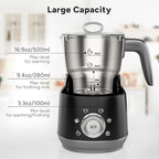 6-in-1 Electric Milk Frother and Steamer with Detachable Cups, Automatic Cold and Warm Foam Maker for Lattes/Cappuccinos/Hot Chocolate, Dishwasher Safe Black
