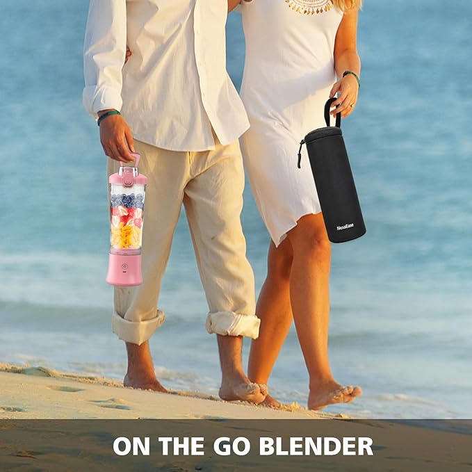 Portable Blender for Shakes and Smoothies- Personal Juicer 20 OZ Electric Protein Shaker Bottle with Insulated Sleeve, USB-C Rechargeable,Travel Lid-Small Blender Cup for Kitchen, Office, Gym,Travel