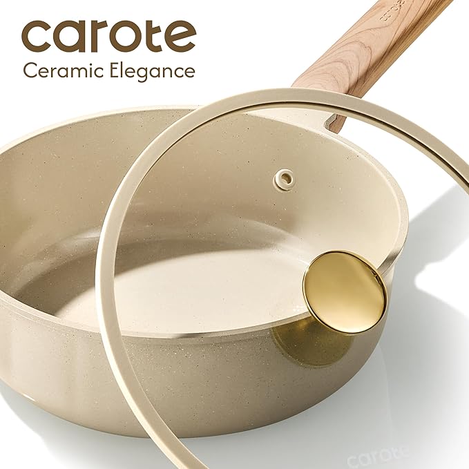 CAROTE 22Pcs Pots and Pans Set Non stick, Ceramic Cookware Set, Non-toxic Kitchen Cooking Set, PFAS and PFOA Free