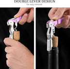 HYZ 2-Pack Wine Opener Waiter Corkscrew, Professional Wine Key for Servers, Bartender with Foil Cutter, Manual Wine Bottle Opener Double Hinged (Light Purple)