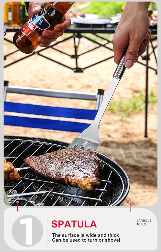 BBQ Grill Tool Set BBQ Accessories, Stainless Steel Grill Tools Grilling Accessories Grill Set Barbecue Grill Accessories for Outdoor Grill, Grill Utensils Grilling Tools Grilling Gifts for Men