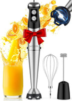 KOIOS Immersion Blender, 1000W Anti-scratch 3-in-1 Hand Blender, Upgraded 12 Speed Stainless Steel Blade Stick Blender with Turbo Mode, Whisk and Milk Frother, Non-BPA, Black
