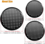 Handook Pizza Pan Set, Carbon Steel Pizza Pan with Holes, for Oven Baking Supplies & Home, Kitchen, Restaurant（9 Inch &10 Inch &12 Inch）
