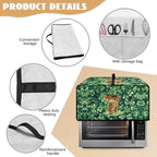 Highland Cow Four Leaf Clover Print Toaster Oven Cover Microwave Cover for Kitchen Countertop Appliance Dust Protector Decorative Oven Accessories for St. Patrick's Day Decor, Green, L