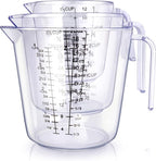 Measuring Cups Set, Liquid Measuring Cups For 3 For Kitchen - BPA Free Plastic Set with Spout Multiple Measurement Scales (Clear)