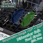 AUOON Clip On Strainer Silicone for All Pots and Pans, Pasta Strainer Clip on Food Strainer for Meat Vegetables Fruit Silicone Kitchen Colander (Navy)