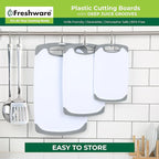 Freshware Cutting Boards for Kitchen, Chopping Board 3-Pack with Different Sizes, Juice Grooves and Non Slip Handles - Reversible, Large Cutting Board Set - Dishwasher Safe - Gray