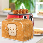JEOCODY 4 Slice Toaster Cover With Cute Butter Bread Print - Quilted Fabric Dust-Proof and Fingerprint Protection for Kitchen Small Appliance