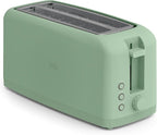 bella 4 Slice Slim Toaster, Fits-anywhere™ Kitchenware, 6 Setting Shade Control with Reheat & Cancel Buttons, Fits Sourdough, 10” Long Slot, Anti Jam & Auto Shutoff, 900 Watt, Seaglass