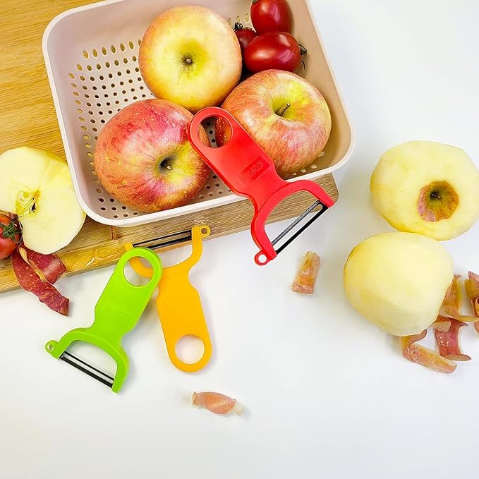 Original Vegetable Fruit Peeler Carbon Steel Blade 3 Pack Red/Green/Yellow…