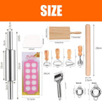 16PCS Pasta Making Tools Set Include 1 Pasta Drying Rack 1 Gnocchi Board 1 Dough Scraper 1 stainless steel Rolling Pin 4 Ravioli Maker Cutter 2 Dumpling Maker Tool 1 Noodle Cutter For Homemade Pasta