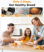 2LB Bread Maker Machine, OSIPOTO 17 in 1 Automatic Stainless Steel Bread Machine, Non-stick, Beginner-Friendly Controls, 15 Hour Timer, Easy to Clean Low Noise, High Success Rate for Homemade Bread