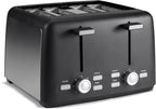 Amazon Basics 4 Slice Toaster, With 7 Browning Settings, Extra Wide Slots For Bagels and Special Breads, Removable Easy-to-Clean Crumb Trays, Cancel/Defrost/Bagel Buttons, 1500W, Black & Silver
