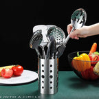 Stainless Steel Cooking Utensils Set, Berglander 13 Pieces Kitchen Utensils Set, Kitchen Tools Set With Utensil Holder Non-Stick And Heat Resistant,Dishwasher Safe, Easy to Clean (13 Packs)