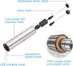 Micro Rechargeable Foamer| Handheld Battery Operated Milk Frother for Coffee| Travel Drink Mixer with Patent 2 Stainless Steel Whisk Heads| Keto Coffee, Latte, Cappuccino, Hot Chocolate| Silver