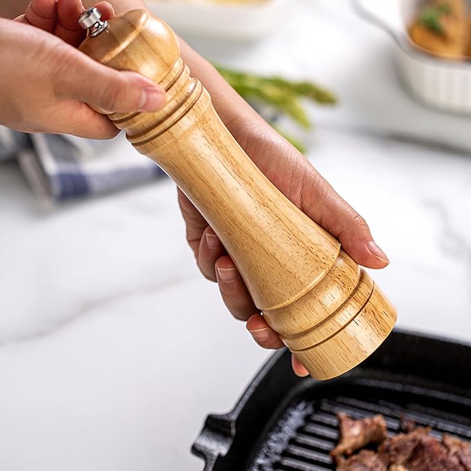 Wooden Pepper Grinder Pepper Mill Kit Manual Mills Solid with Strong Adjustable Ceramic Grinders for Grinding Spices, Cumin, Sesame, Paprika,