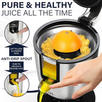 Eurolux Premium Electric Orange Juicer | Stainless Steel Citrus Squeezer With New Ultra-Powerful Motor and Soft Grip Handle for Effortless Juicing, Auto Shutoff, Dishwasher-safe Parts, Pulp Control