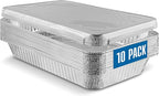 PLASTICPRO 10 Pack Aluminum Pans 13'' x 21" Disposable Pans with Covers Heavy Duty 20 lb Foil Pans for Baking and Cooking