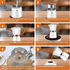 9 Cup Aluminum Espresso Stovetop Moka Pot Express Coffee Maker Percolator Italian Classic Mocha Coffee Machine for Italian and Cuban Cafe Brewing for Home & Camping 450ml 15oz